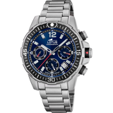 Relógio lotus chrono 18977/2 azul pulsera de 316l de aço inoxidável, homem