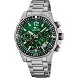 Relógio lotus chrono 18977/3 verde pulsera de 316l de aço inoxidável, homem