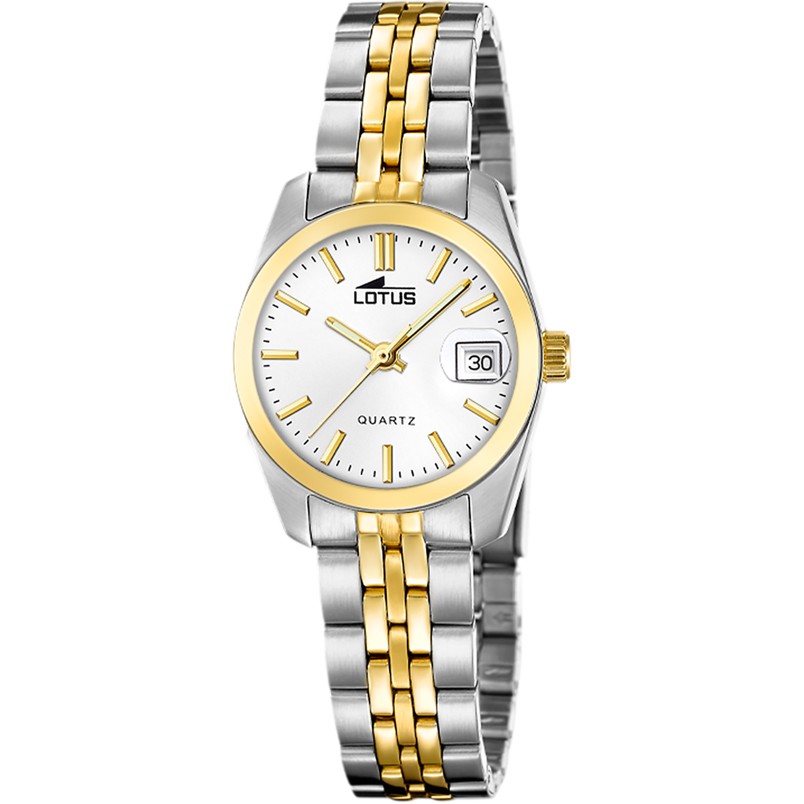 Relógio feminino lotus old money 19014/2 com mostrador prateado e pulseira bicolor_PRODUCT