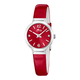 Relógio feminino lotus old money 19027/3 com mostrador vermelho e cinturão de couro_PRODUCT