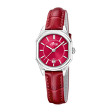 Relógio feminino lotus old money 19044/4 com mostrador bordeaux e cinturão de couro vermelho_PRODUCT