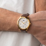 Relógio lotus multifunction collection 19075/1 prata cinza pulsera de couro, homem_LIFESTYLE