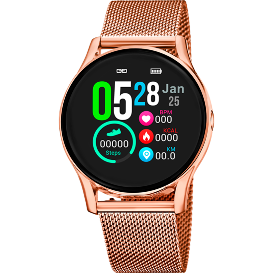 Smartwatch lotus 50001/a com pulseira de aço inoxidável 316l, bluetooth, feminino