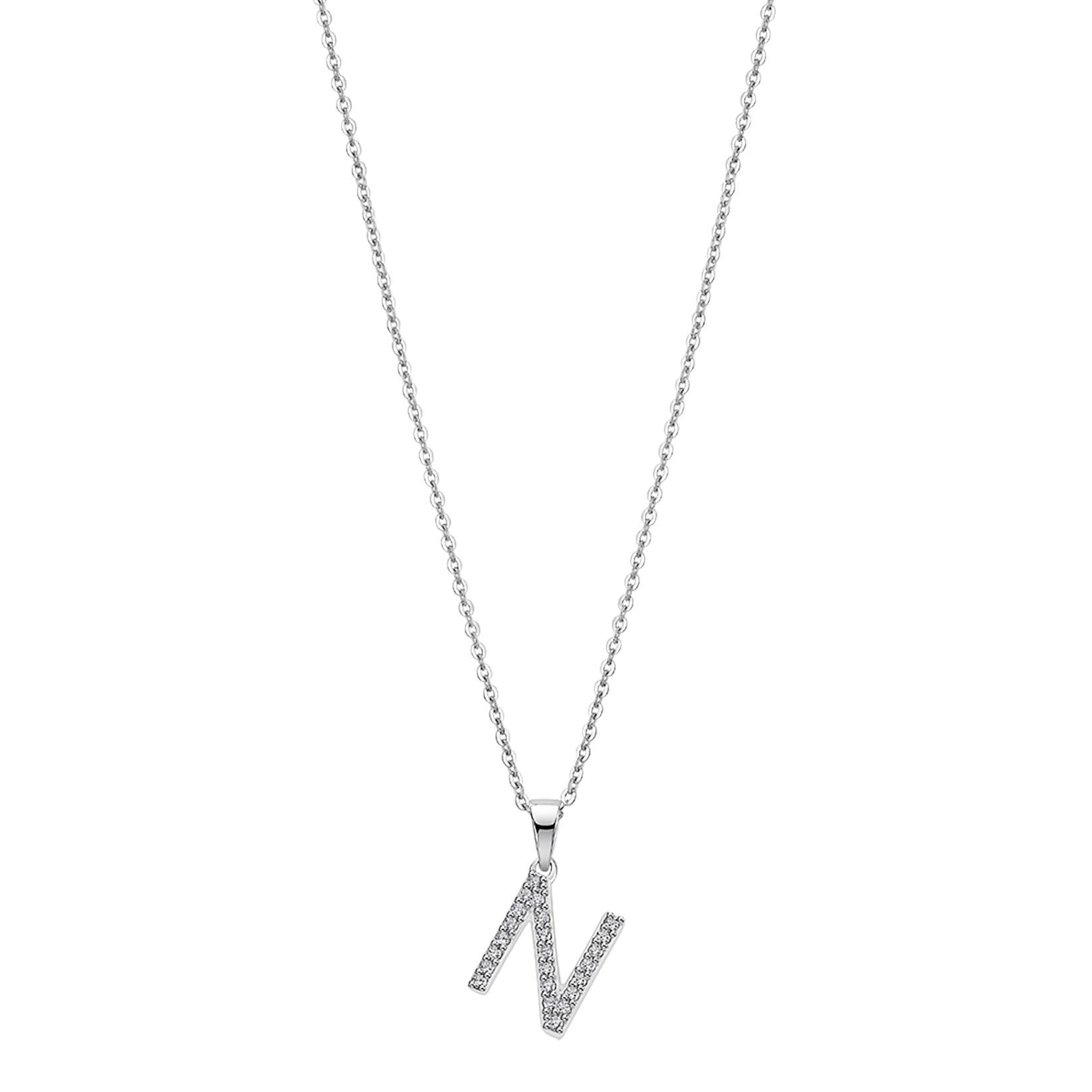 Colar letra n lotus silver trendy lp1958-1/n prata, mulher_PRODUCT