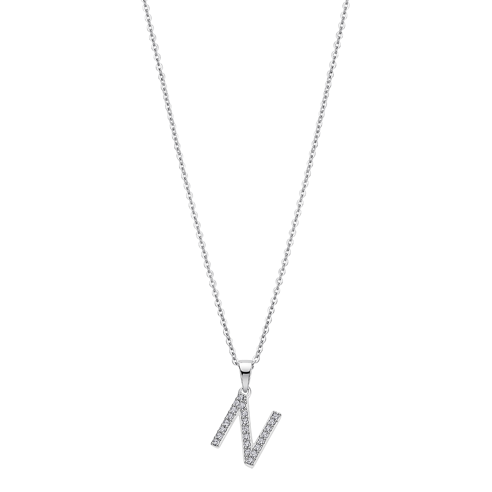 Colar letra n lotus silver trendy lp1958-1/n prata, mulher_PRODUCT
