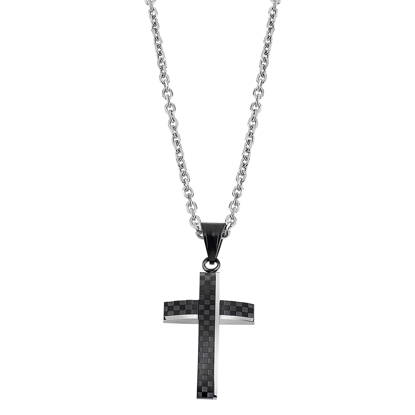 Colar cruz lotus style men in black ls2105-1/2 aço, homem_PRODUCT