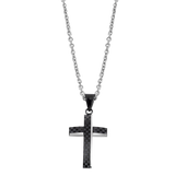 Colar cruz lotus style men in black ls2105-1/2 aço, homem